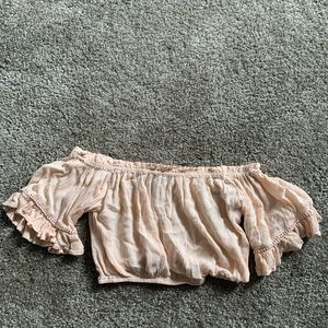 Pink off the shoulder crop top